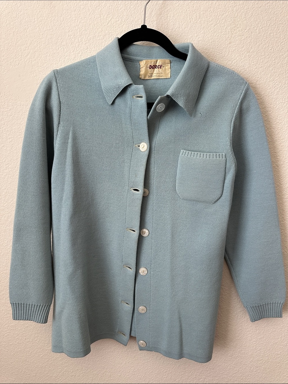 DORCE Vintage Light Blue 100% wool Button-Up Knit Cardigan